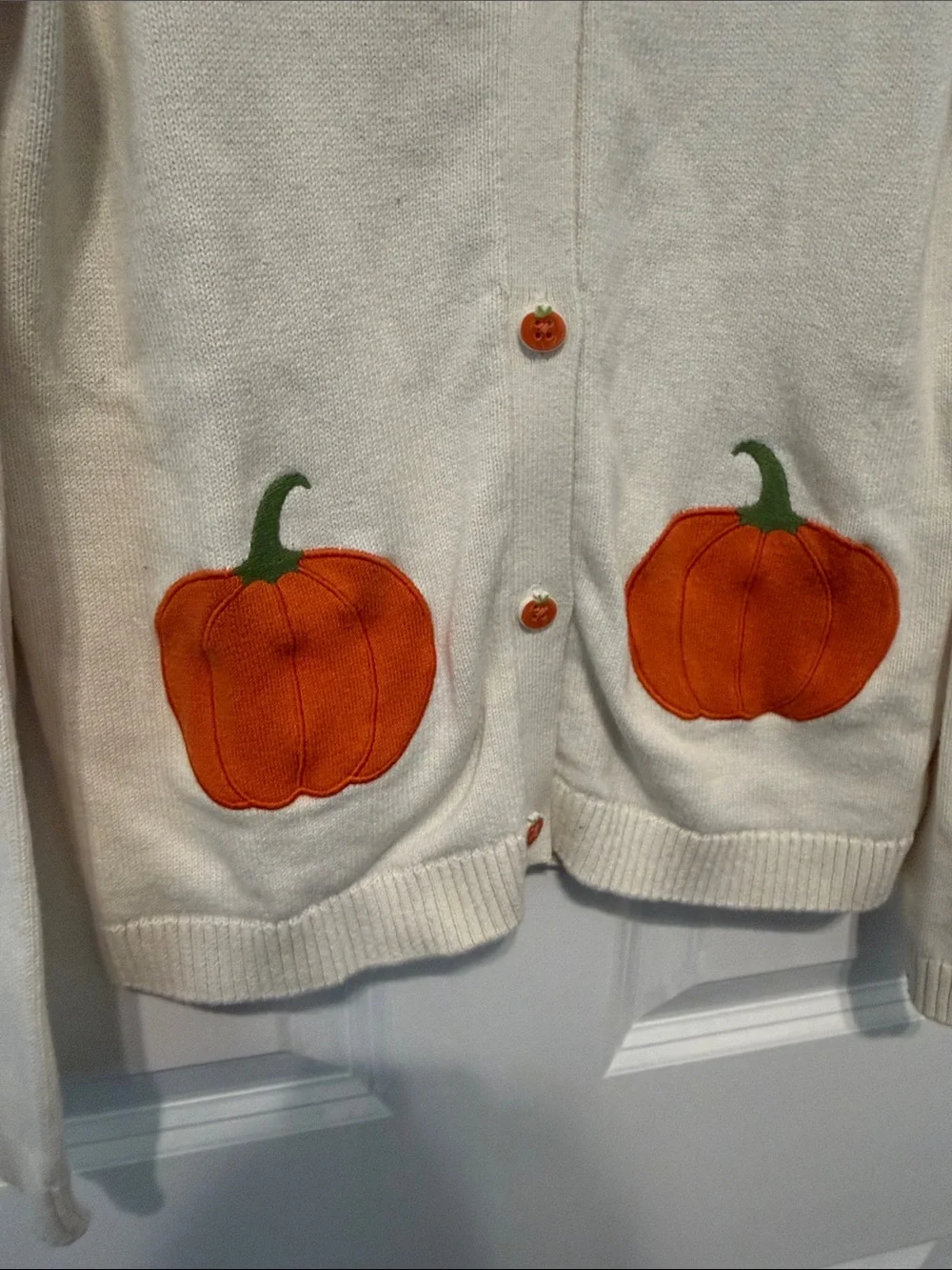 Gymboree Cream Cardigan with Orange Pumpkin Appliqués